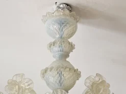 Best Pamono Venetian Murano Glass 6-Light Chandelier with Flower Decor, 1970