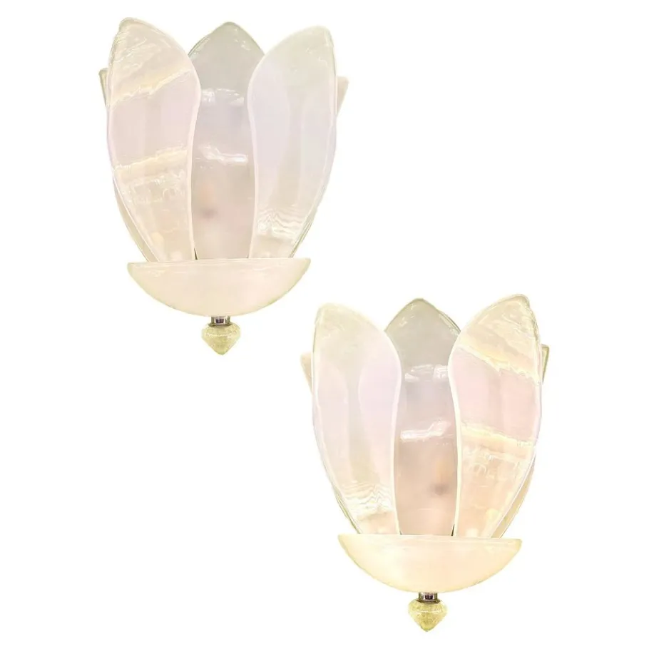 Discount Pamono Venetian Sanded Murano Glass Floreal Wall Sconces by Simoeng, Set of 2