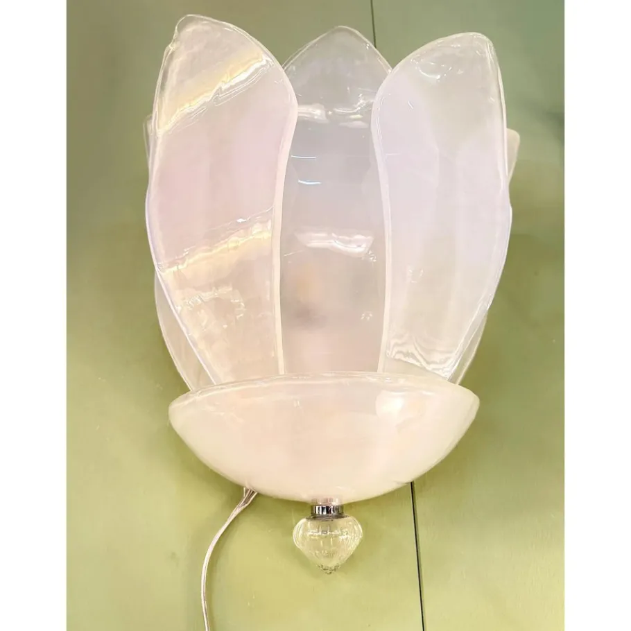 Discount Pamono Venetian Sanded Murano Glass Floreal Wall Sconces by Simoeng, Set of 2