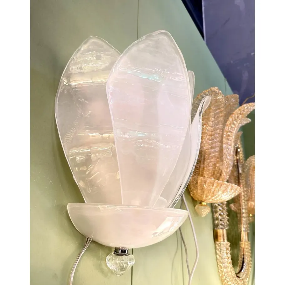 Discount Pamono Venetian Sanded Murano Glass Floreal Wall Sconces by Simoeng, Set of 2