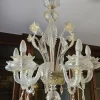 New Pamono Venetian Transparent and Nuanced Murano Glass Chandelier, 1970s