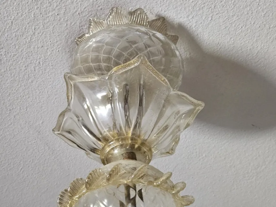 New Pamono Venetian Transparent and Nuanced Murano Glass Chandelier, 1970s