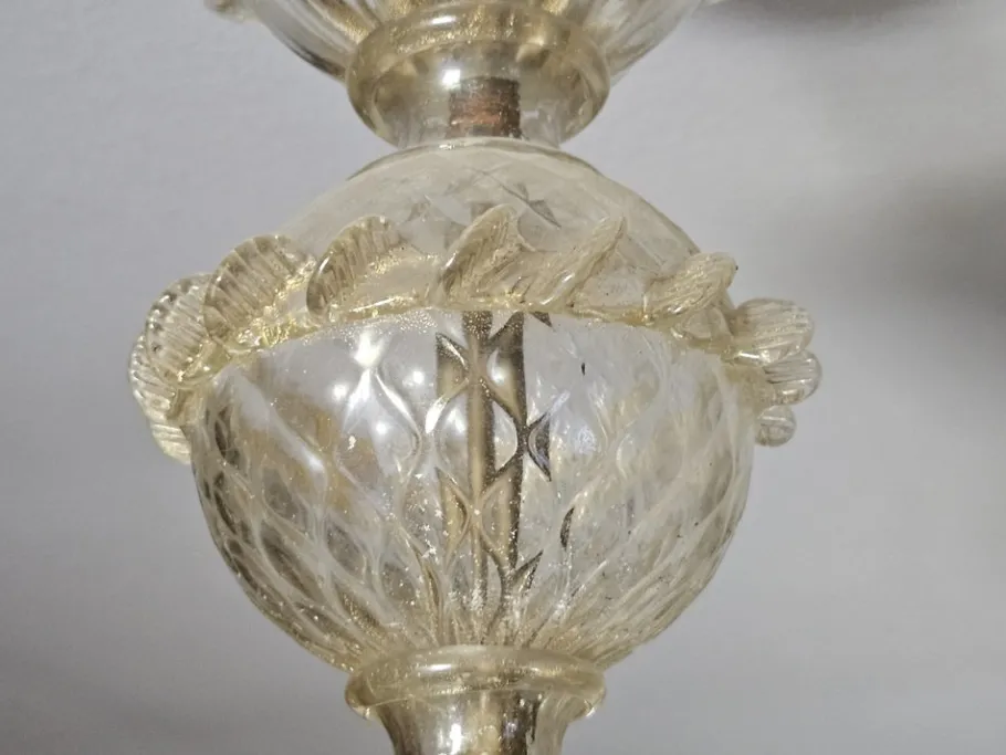 New Pamono Venetian Transparent and Nuanced Murano Glass Chandelier, 1970s