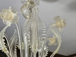 New Pamono Venetian Transparent and Nuanced Murano Glass Chandelier, 1970s