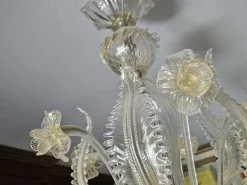 New Pamono Venetian Transparent and Nuanced Murano Glass Chandelier, 1970s