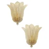 Hot Pamono Venetian Transparent Graniglia Leaf Murano Glass Wall Sconces by Simoeng, Set of 2