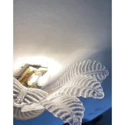 Hot Pamono Venetian Transparent Graniglia Leaf Murano Glass Wall Sconces by Simoeng, Set of 2