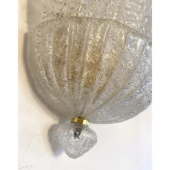 Hot Pamono Venetian Transparent Graniglia Leaf Murano Glass Wall Sconces by Simoeng, Set of 2