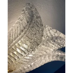 Hot Pamono Venetian Transparent Graniglia Leaf Murano Glass Wall Sconces by Simoeng, Set of 2