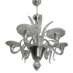 Clearance Pamono Venetian Transparent Murano Style Glass Chandelier with Ferns Felci Leaves from Simoeng