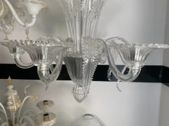Clearance Pamono Venetian Transparent Murano Style Glass Chandelier with Ferns Felci Leaves from Simoeng