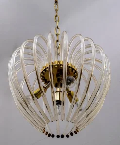 Sale Pamono Venini Chandelier in Murano Glass and Brass by Paolo Venini for Venini, Italy, 1950s