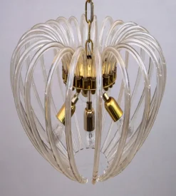 Sale Pamono Venini Chandelier in Murano Glass and Brass by Paolo Venini for Venini, Italy, 1950s
