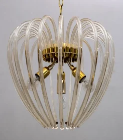 Sale Pamono Venini Chandelier in Murano Glass and Brass by Paolo Venini for Venini, Italy, 1950s