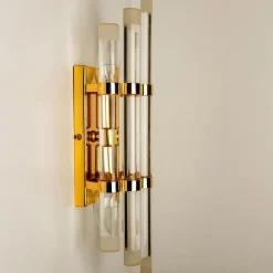 Best Pamono Venini Style Murano Glass & Gilt Brass Sconces, 1960s, Set of 2