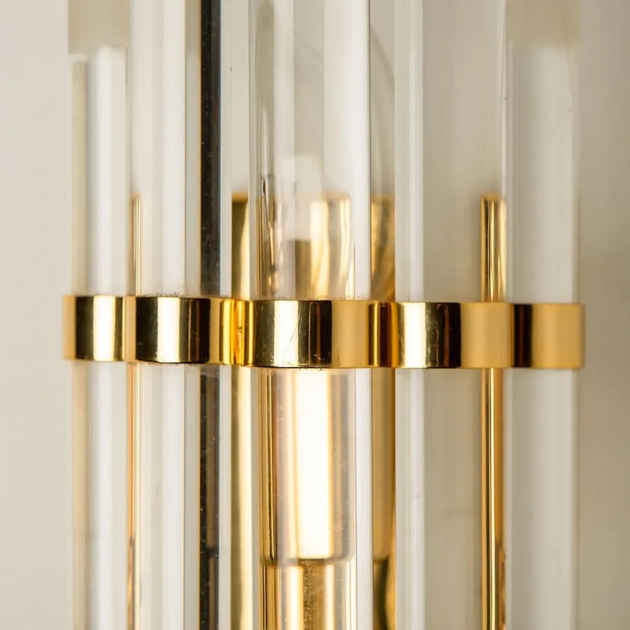 Best Pamono Venini Style Murano Glass & Gilt Brass Sconces, 1960s, Set of 2