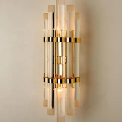 Best Pamono Venini Style Murano Glass & Gilt Brass Sconces, 1960s, Set of 2