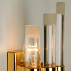 Best Pamono Venini Style Murano Glass & Gilt Brass Sconces, 1960s, Set of 2