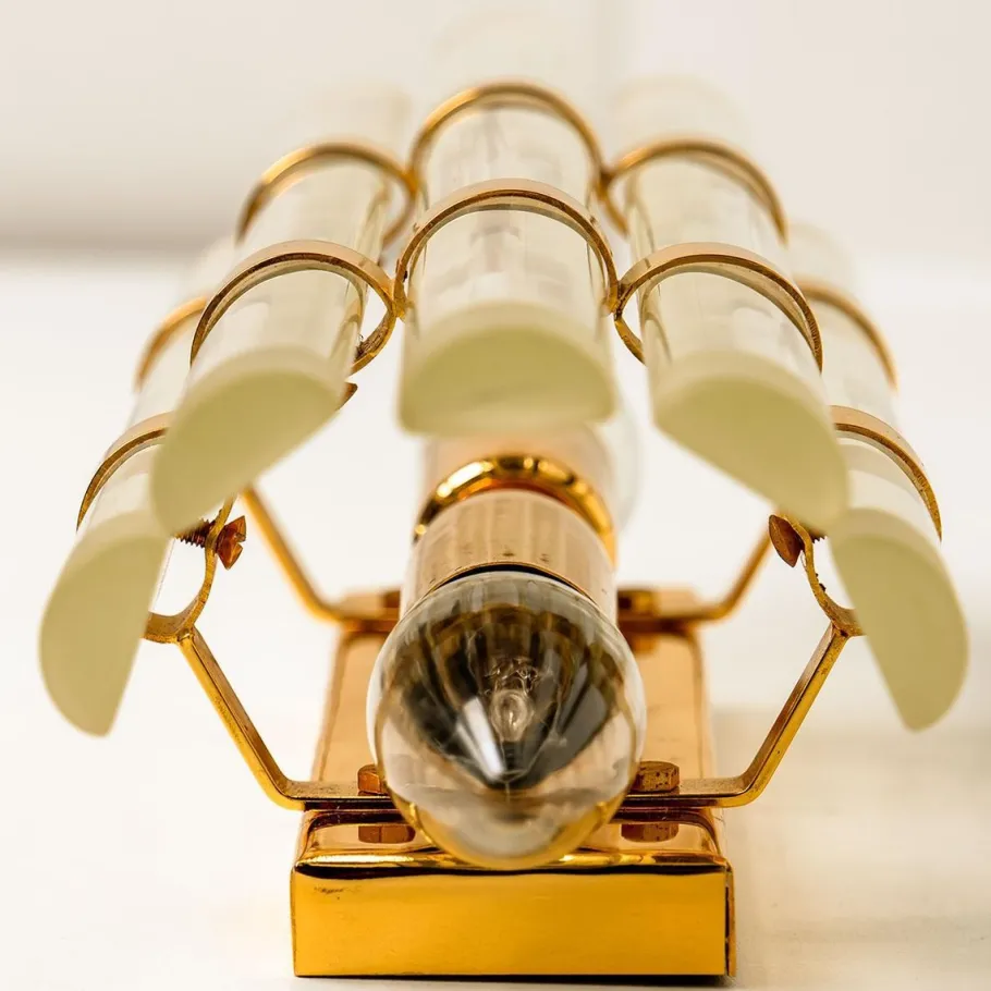 Best Pamono Venini Style Murano Glass & Gilt Brass Sconces, 1960s, Set of 2