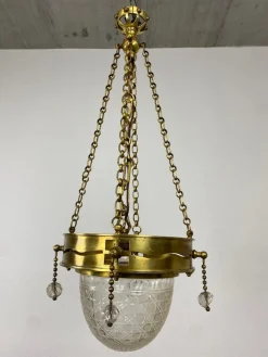 Best Pamono Vienna Secession Brass Hanging Lamp attributed Kolo Moser, 1890s