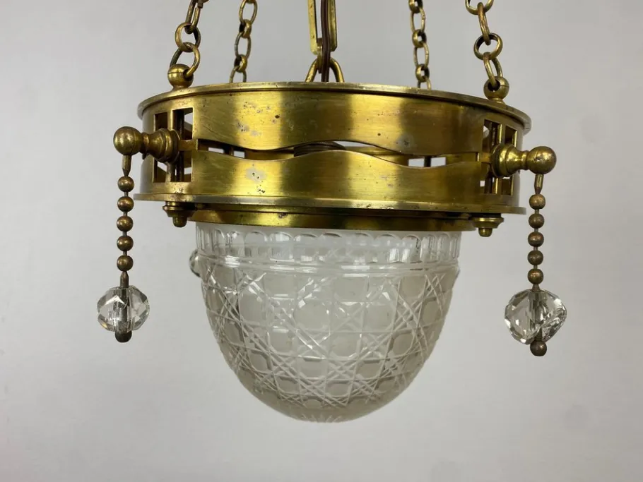 Best Pamono Vienna Secession Brass Hanging Lamp attributed Kolo Moser, 1890s