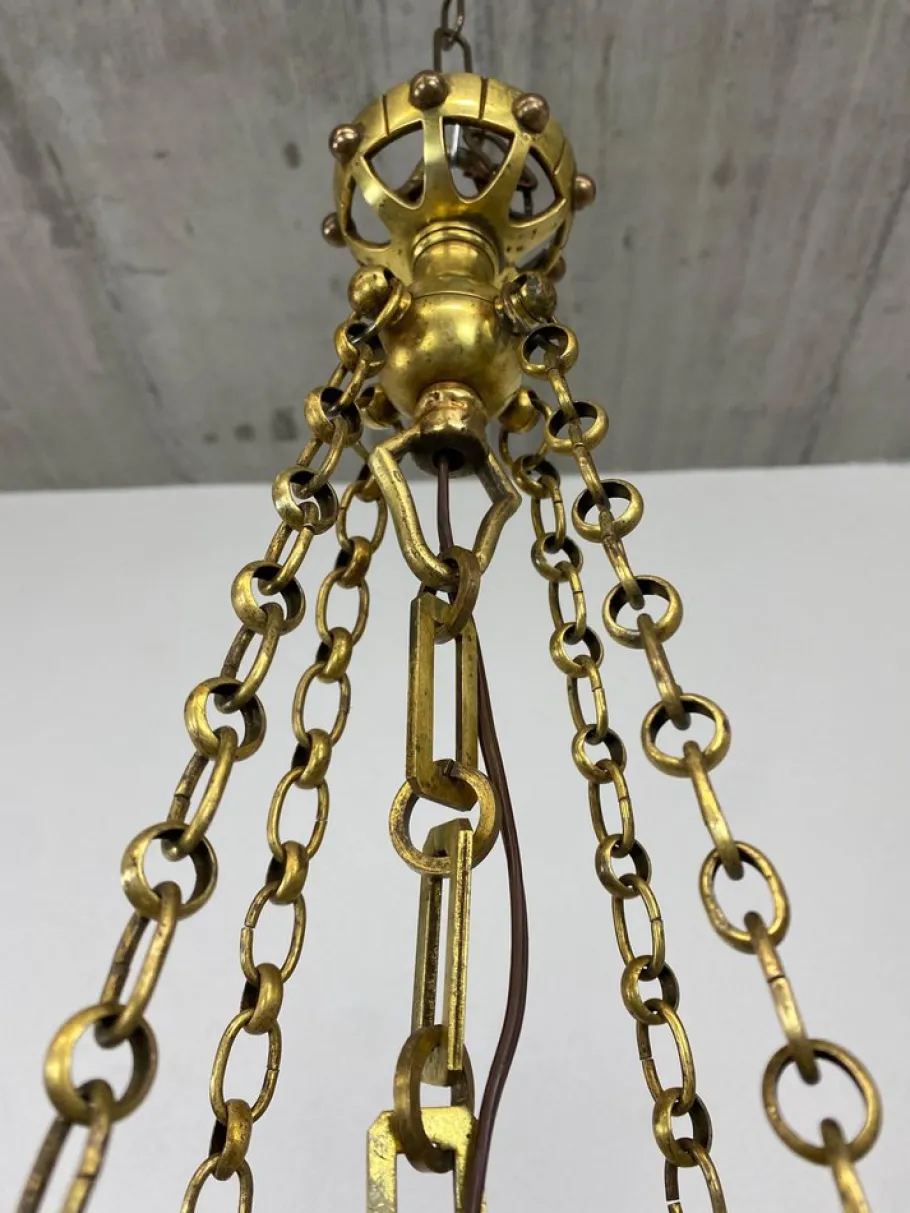 Best Pamono Vienna Secession Brass Hanging Lamp attributed Kolo Moser, 1890s