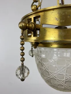 Best Pamono Vienna Secession Brass Hanging Lamp attributed Kolo Moser, 1890s