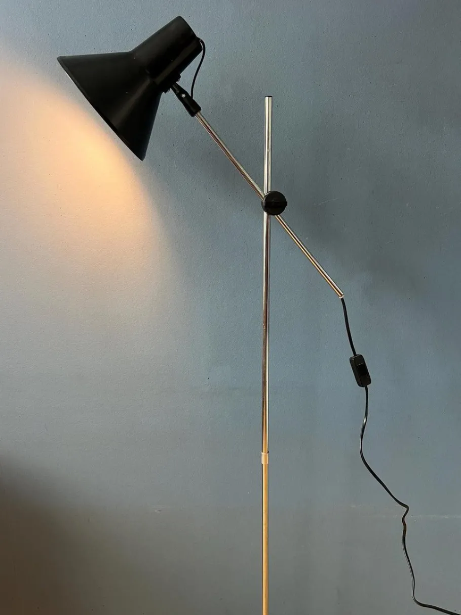 Discount Pamono Vintage Adjustable Black Floor Lamp in style of Hoogervorst