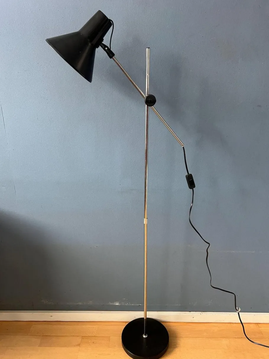 Discount Pamono Vintage Adjustable Black Floor Lamp in style of Hoogervorst