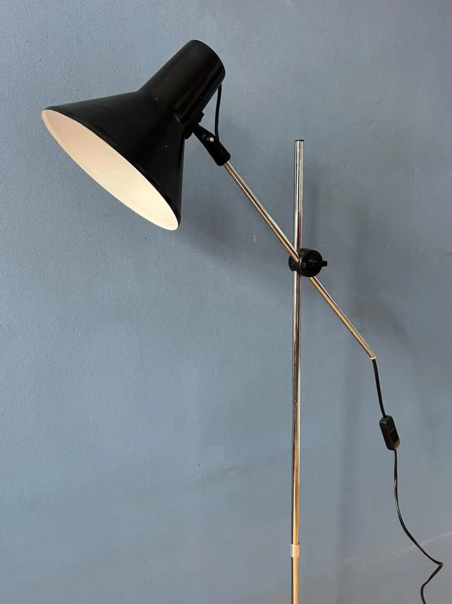 Discount Pamono Vintage Adjustable Black Floor Lamp in style of Hoogervorst