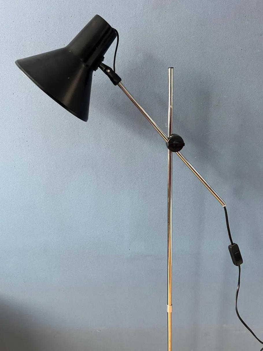 Discount Pamono Vintage Adjustable Black Floor Lamp in style of Hoogervorst