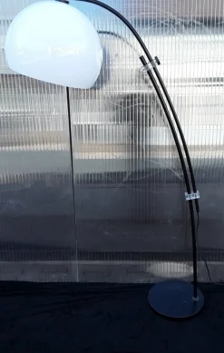 Outlet Pamono Vintage Adjustable German Arch Lamp from the 1970s with a Black Painted Metal Frame and White Plastic Screen, Unkns