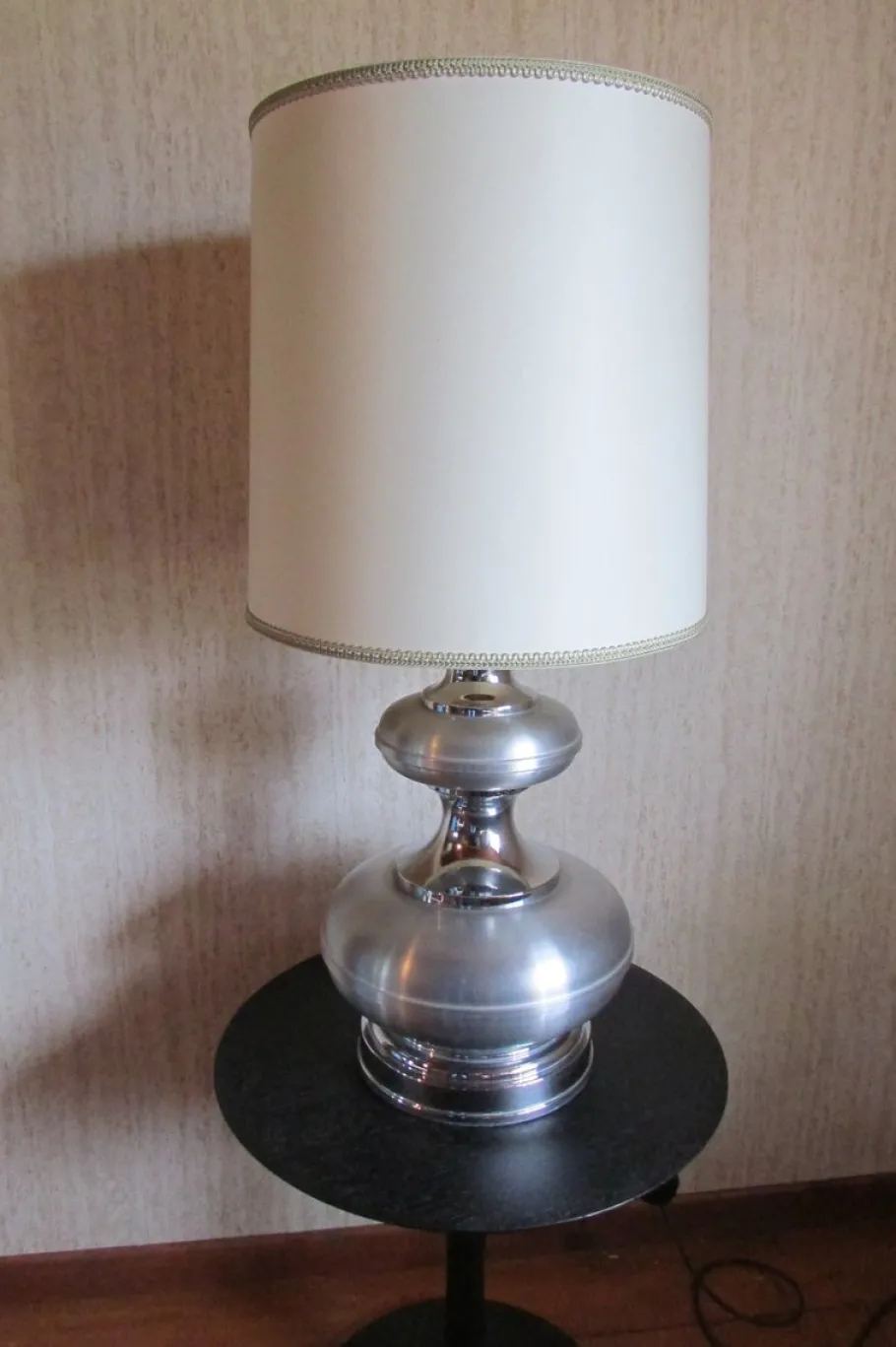 Pamono Vintage Aluminum and Stainless Steel Table Lamp, 1970s