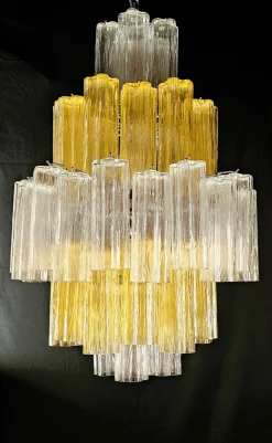 Discount Pamono Vintage Amber and Crystal Murano Glass Chandelier, 1980s