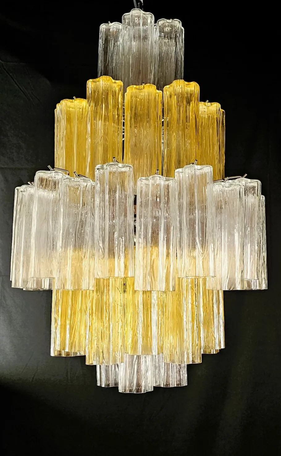 Discount Pamono Vintage Amber and Crystal Murano Glass Chandelier, 1980s