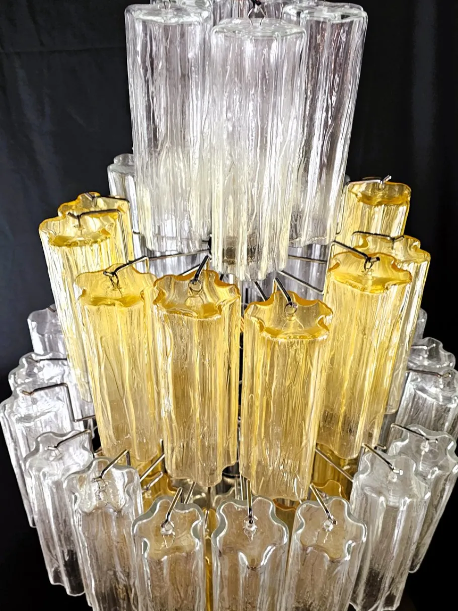 Discount Pamono Vintage Amber and Crystal Murano Glass Chandelier, 1980s