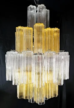 Discount Pamono Vintage Amber and Crystal Murano Glass Chandelier, 1980s