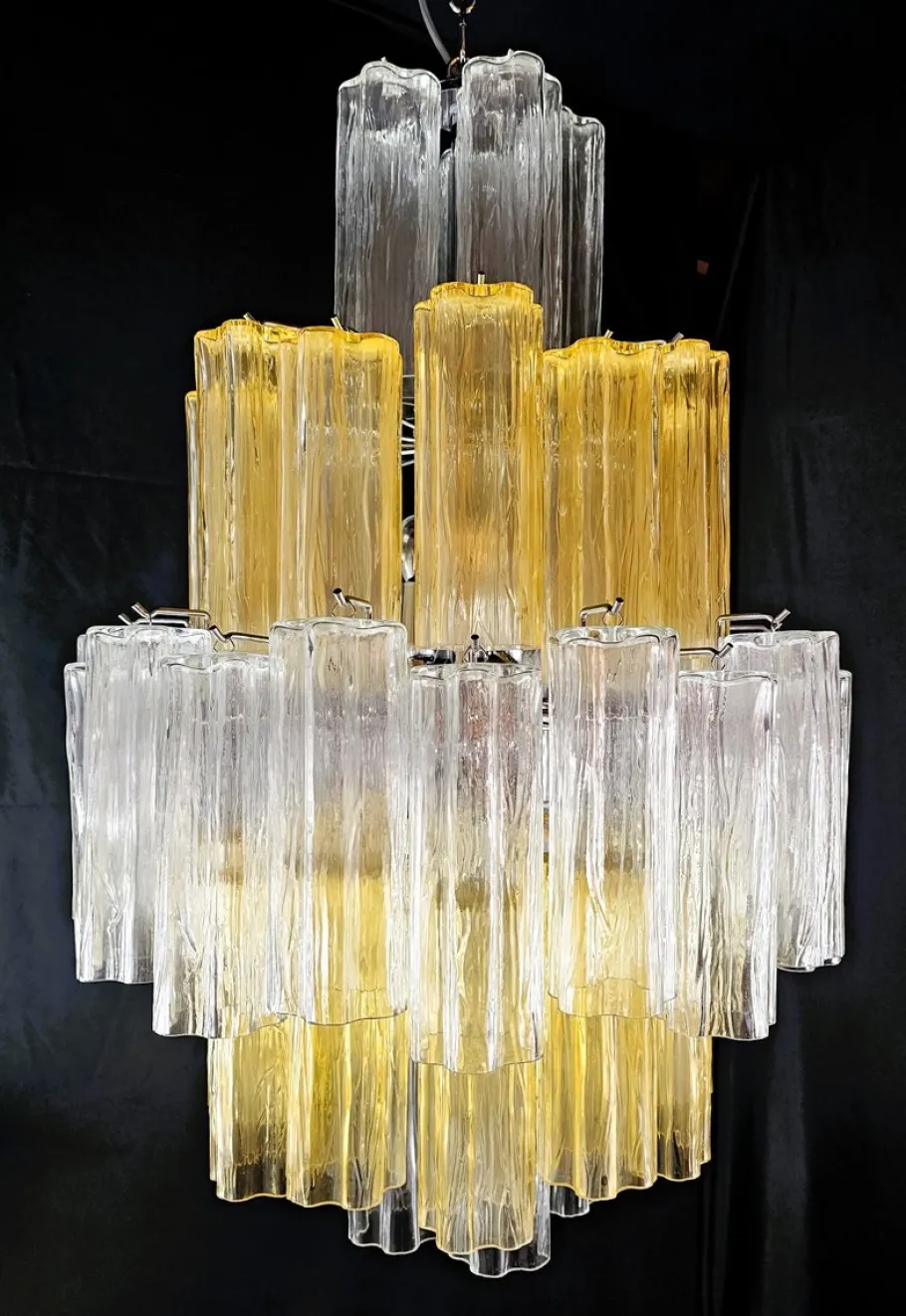 Discount Pamono Vintage Amber and Crystal Murano Glass Chandelier, 1980s