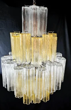 Discount Pamono Vintage Amber and Crystal Murano Glass Chandelier, 1980s