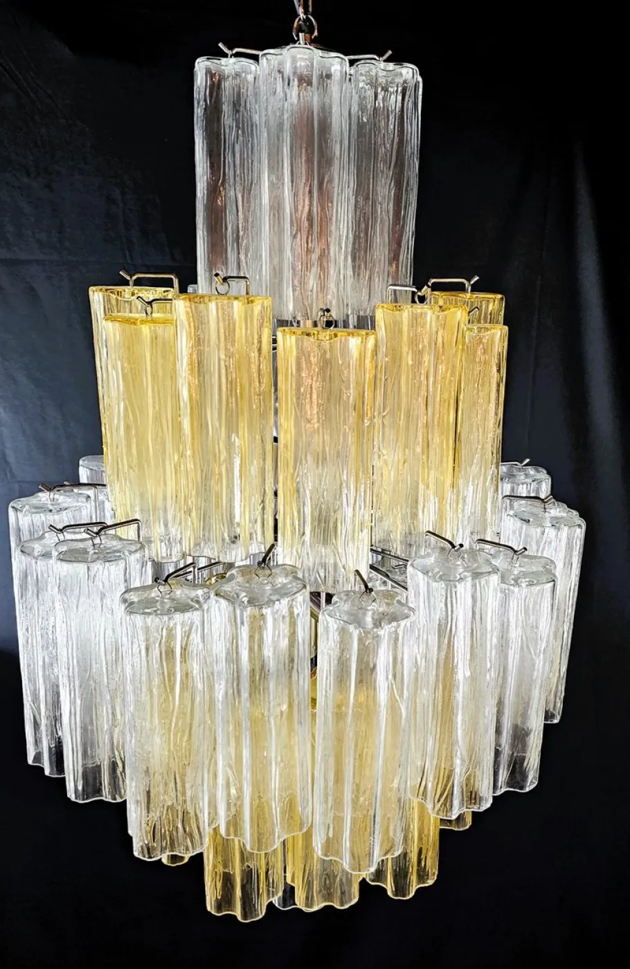 Discount Pamono Vintage Amber and Crystal Murano Glass Chandelier, 1980s
