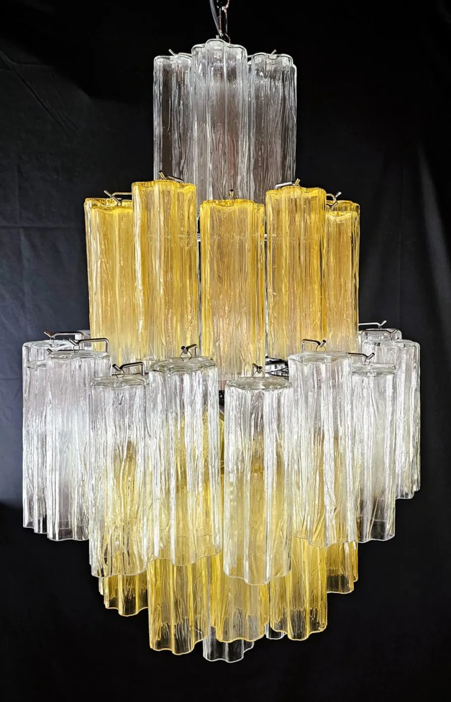 Discount Pamono Vintage Amber and Crystal Murano Glass Chandelier, 1980s