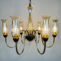 Discount Pamono Vintage Amber Murano Chandelier from De Majo, Italy, 1970s