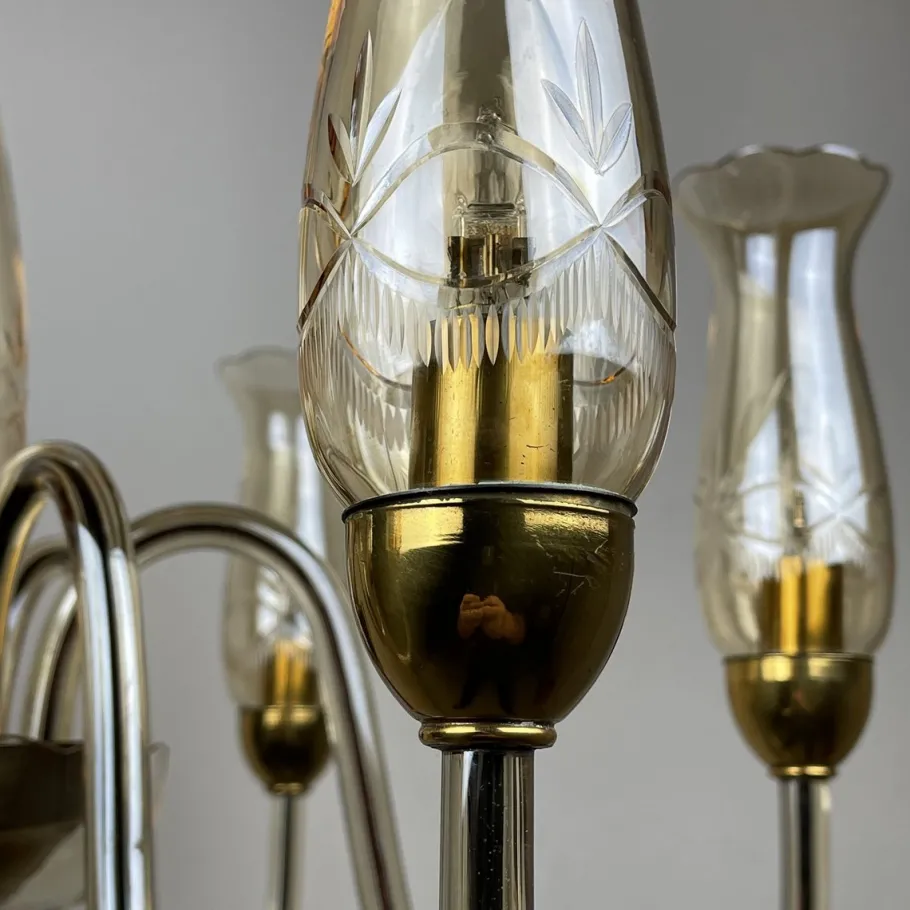 Discount Pamono Vintage Amber Murano Chandelier from De Majo, Italy, 1970s