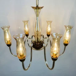 Discount Pamono Vintage Amber Murano Chandelier from De Majo, Italy, 1970s