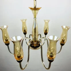 Discount Pamono Vintage Amber Murano Chandelier from De Majo, Italy, 1970s