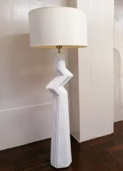 Pamono Vintage American Postmodern Textured Plaster Zig Zag Floor Lamp, 1980s