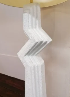 Pamono Vintage American Postmodern Textured Plaster Zig Zag Floor Lamp, 1980s
