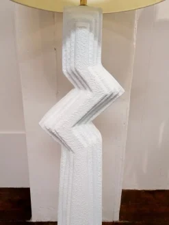 Pamono Vintage American Postmodern Textured Plaster Zig Zag Floor Lamp, 1980s