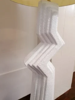 Pamono Vintage American Postmodern Textured Plaster Zig Zag Floor Lamp, 1980s