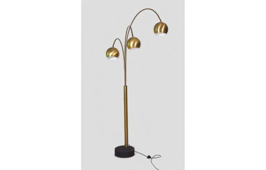 Outlet Pamono Vintage Arc 3-Light Floor Lamp in Brushed Brass